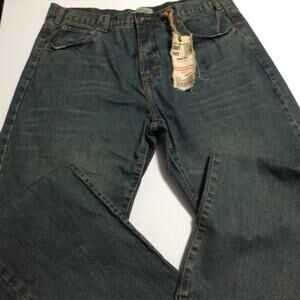 Vintage Boot Cut Jeans Mens 38x32 Dark Tint Blue Denim Relaxed Fit (36x32)